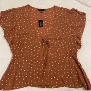 NWT Express Flutter Sleeve Polka Dot Top